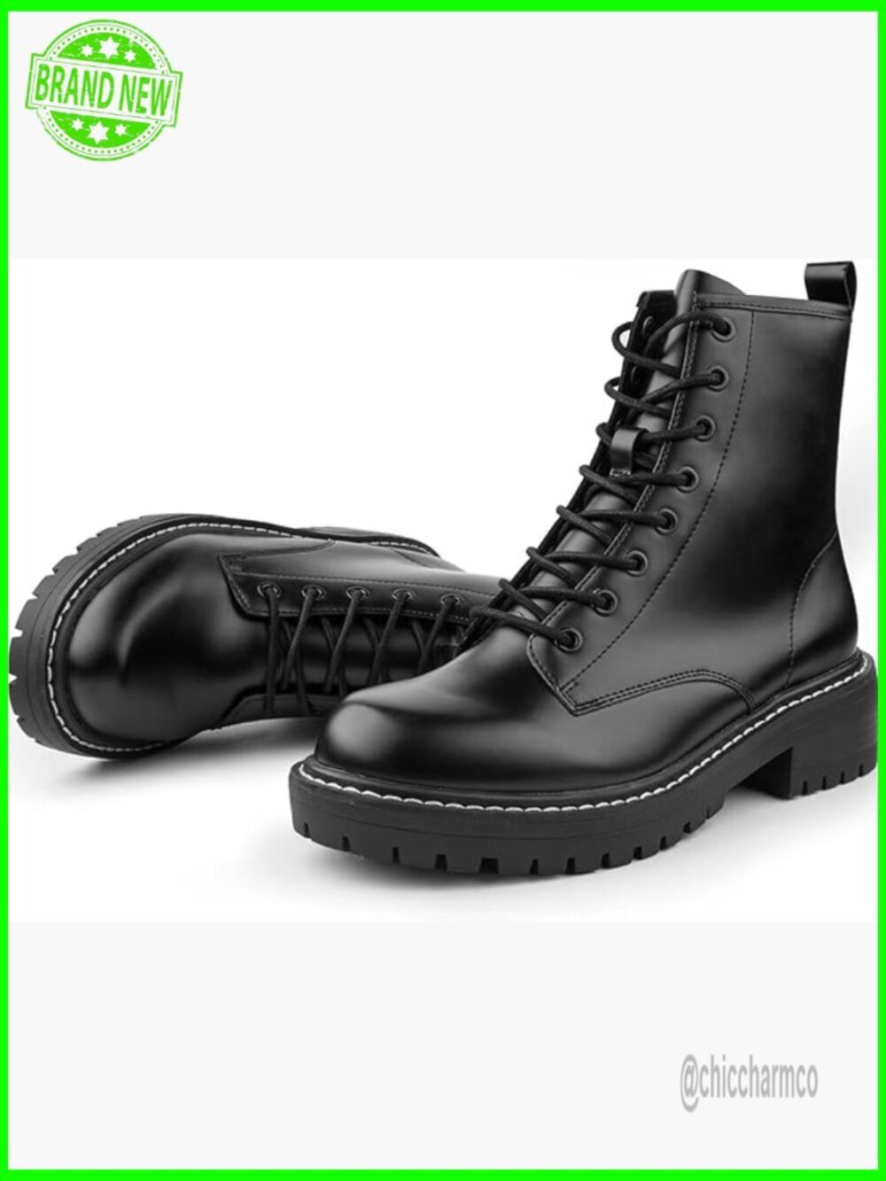 Fashion Ankle Booties Lace-up Side Zipper Combat Boots